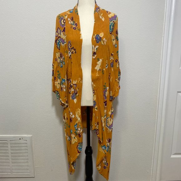 Patrons of Peace Sweaters - Patrons of Peace Bohemian Floral Oversized Open Front Kimono Cardigan, Small